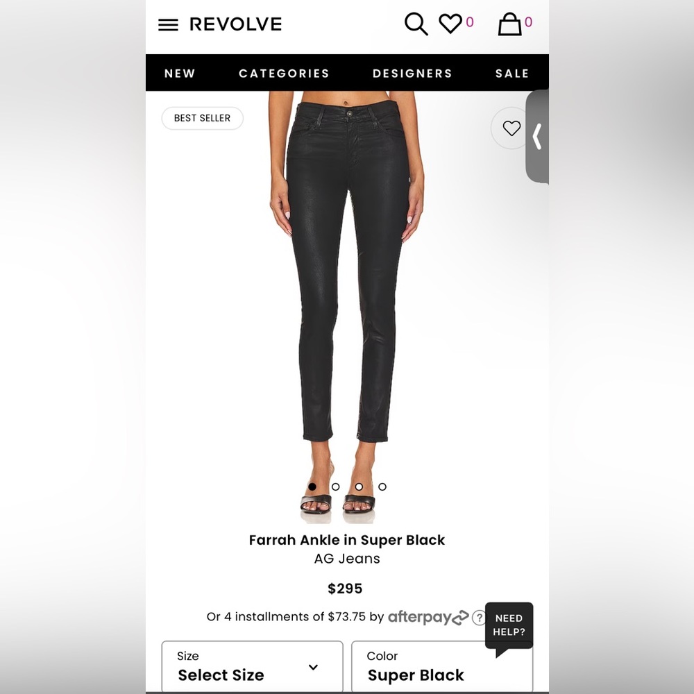 Farrah Skinny Jean in Super Black. Size: 25